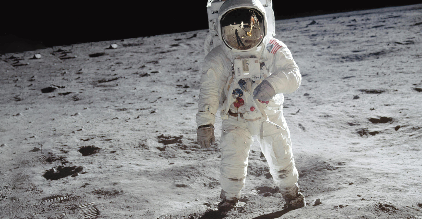 An astronaut on the moon.