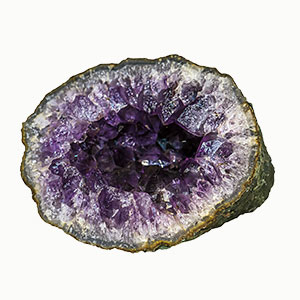 Geode filled with purple crystals
